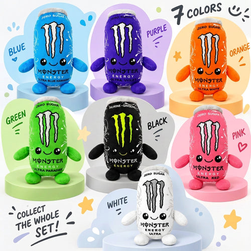 2026 HOT White Monster Energy Drink Simulation CanPlush Toy, Cute Soft Stuffed Doll Figure, Home Decorand Gift for Friend Orname